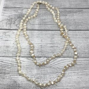 Sterling silver clasp genuine freshwater pearls and quartz necklace